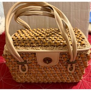 Gaymade 1950's Bamboo Beaded Bag Handmade made in Japan Straps need re-sewn